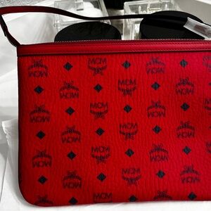 MCM Red and Black Patterned Clutch